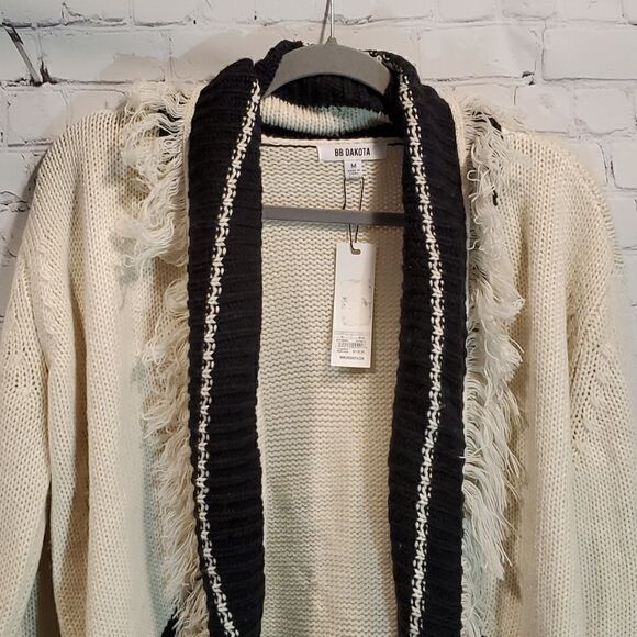 BB Dakota open front fringed cardigan NWT - Picture 2 of 9